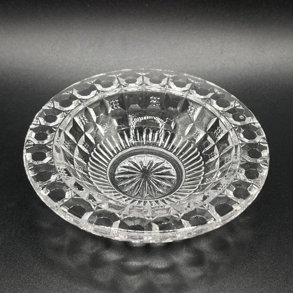 McKee Tappan Child Toy Clear Pressed Glass Round Butter Dish‎ Lid Flying Saucer